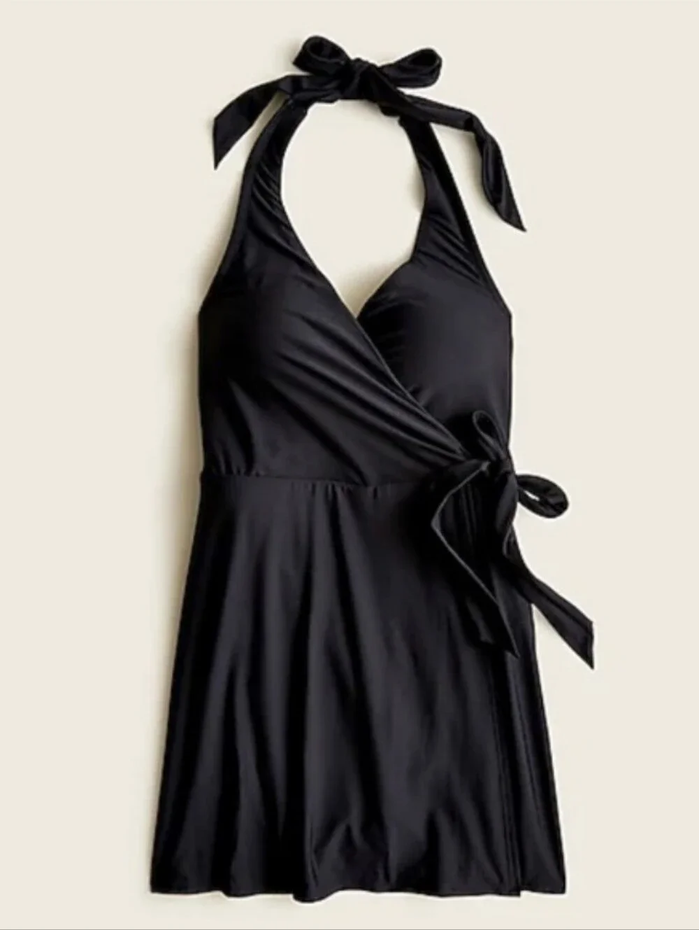 ⭐ NEW NWT J. Crew Black Wrap Halter Swim Dress Size 6